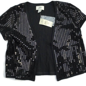 New Loft Black Sequin Cardigan Shrug XS